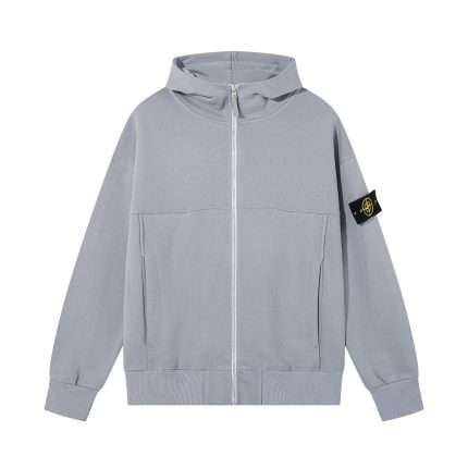 Sudadera Stone Island - Gris con Cremallera